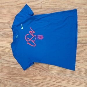 Team USA Olympic gear blue tee with red USA text + emblem, The Nike Tee L NWT